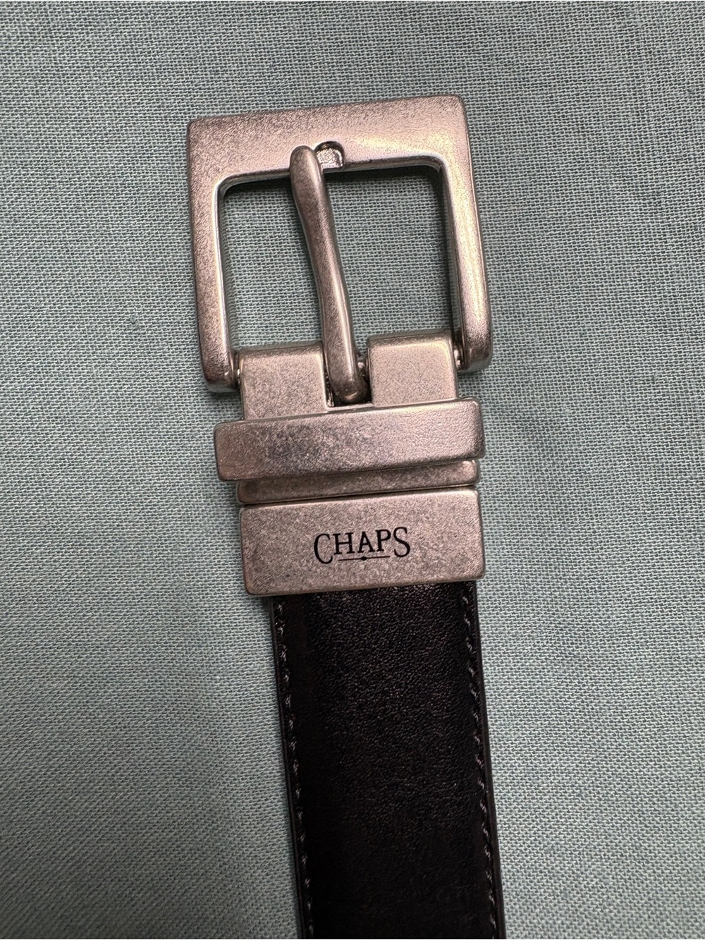 Chaps Men's Reversible Black & Brown Leather Belt w/ Silver Buckle: 1.25in: 37in